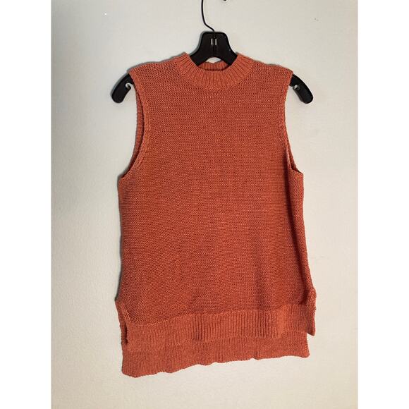 Lou & Grey Coral Linen Cotton Mock Turtleneck Sleeveless Knit Sweater Sz M - Picture 4 of 7